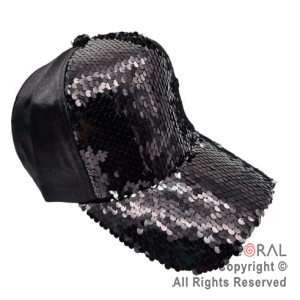 SOMBRERO VISERA LENTEJUELAS PREMIUM NEGRO CAP x 1